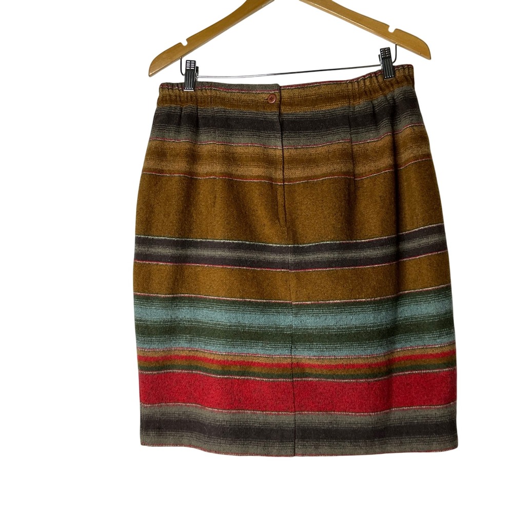 Inspired Vintage Wool Blend Striped Skirt Large Southwestern Cottagecore Boho - Picture 3 of 6